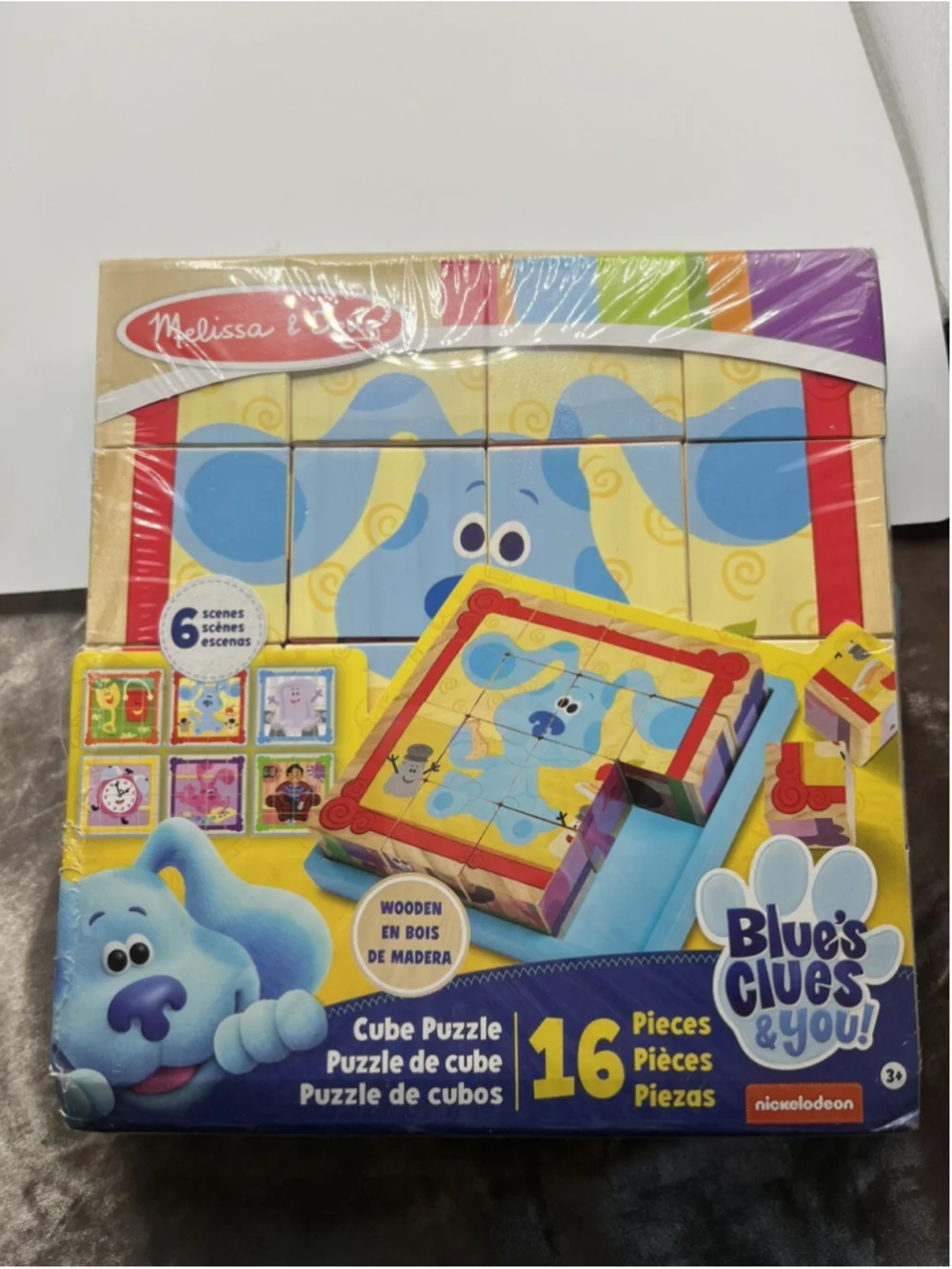 Melissa & Doug Blue's Clues & You Wooden Cube Puzzle 6-in-1 Tray NEW
